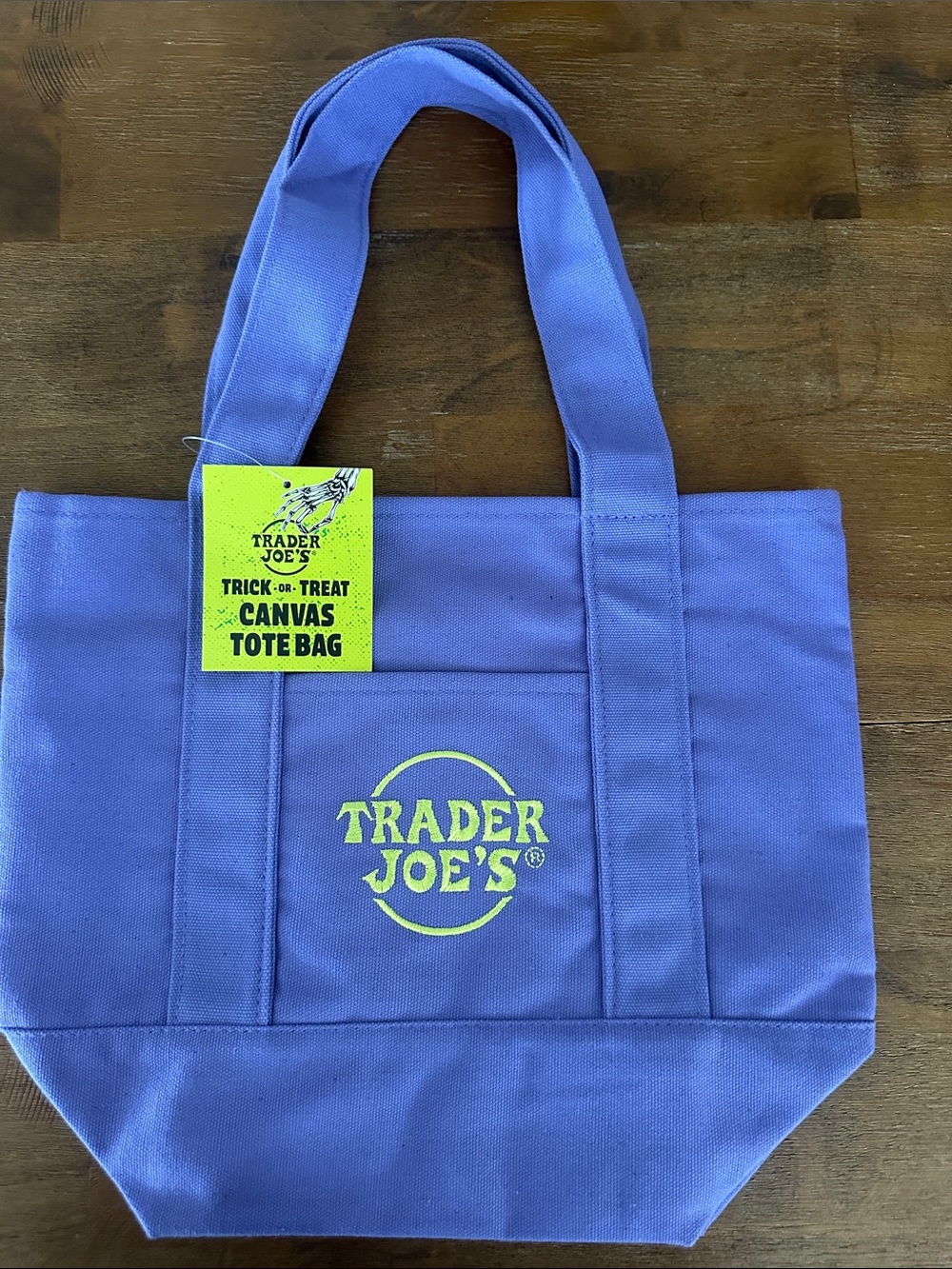 Trader Joe's Lavender Canvas Tote Bag - Front Pocket Everyday Tote